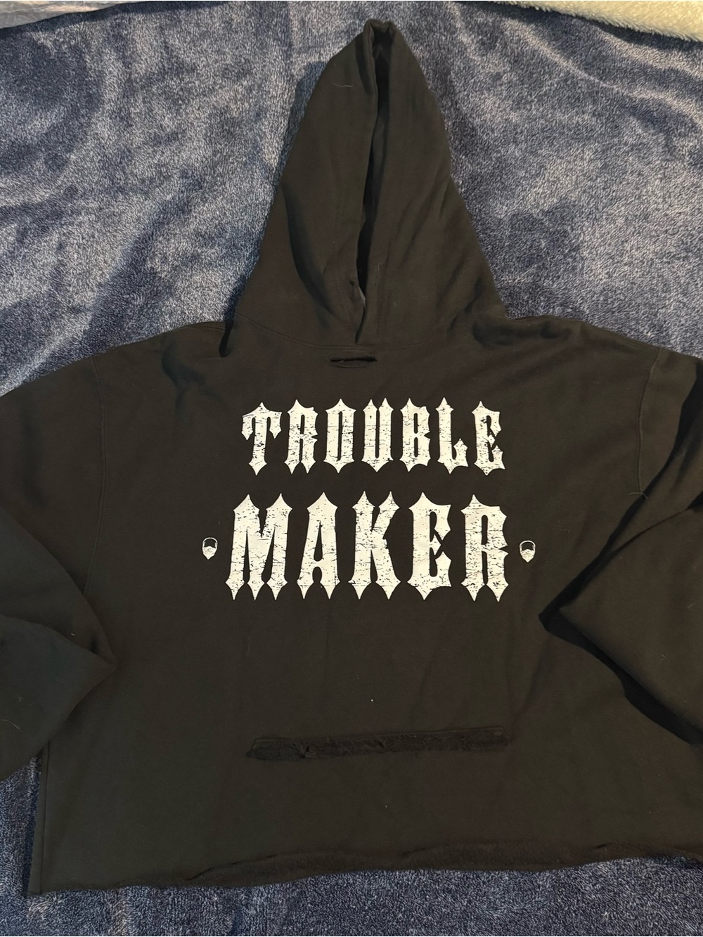 Trouble Maker Black Cropped Hoodie